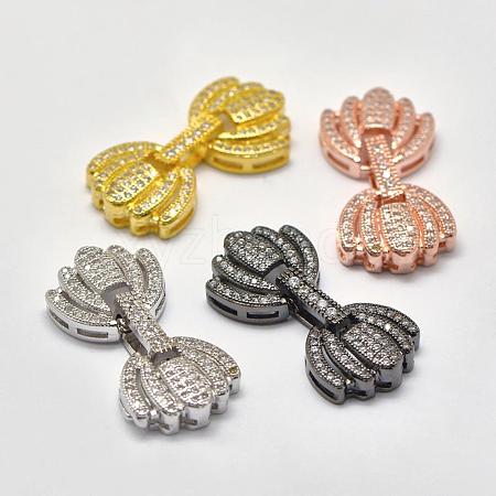 Brass Micro Pave Cubic Zirconia Fold Over Clasps KK-K180-06-1