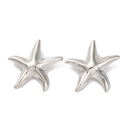 Alloy Starfish Stud Earrings for Women EJEW-U028-04P-1