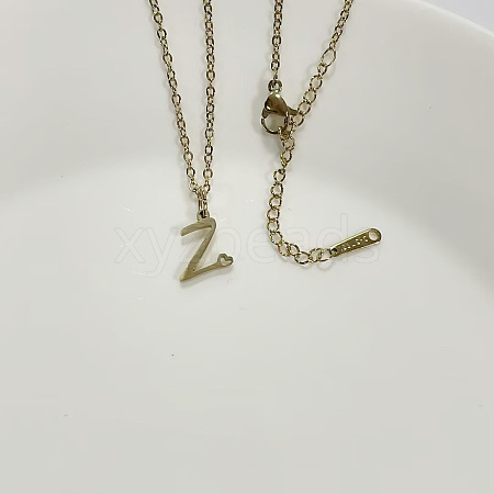 304 Stainless Steel Letter Pendant Necklaces NJEW-WH0027-04Z-G-NR-1