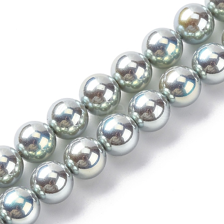 UV Plating Pearlized Glass Pearl Beads Strands GLAA-F128-01B-T23-1
