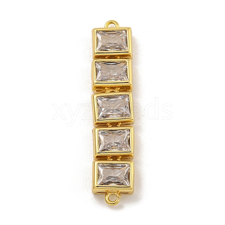 Rack Plating Brass Clear Cubic Zirconia Connector Charms KK-C074-19G-01-1