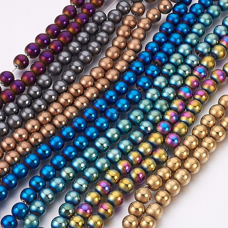 Electroplate Non-Magnetic Synthetic Hematite Beads Strands G-F585-C-8mm-1