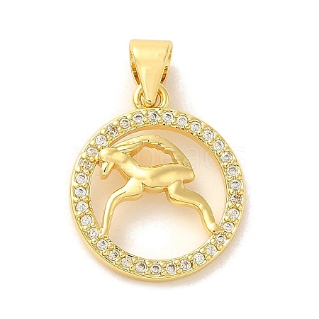 Zodiac Theme Brass Micro Pave Cubic Zirconia Pendants KK-M273-05L-G-1