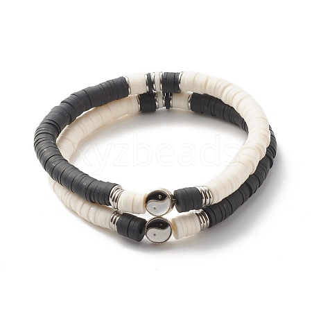 Handmade Polymer Clay Heishi Beads Stretch Bracelets Set BJEW-JB07443-1