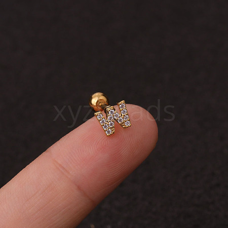 316L Surgical Stainless Steel Micro Pave Clear Cubic Zirconia Cartilage Earrings WG3A850-46-1