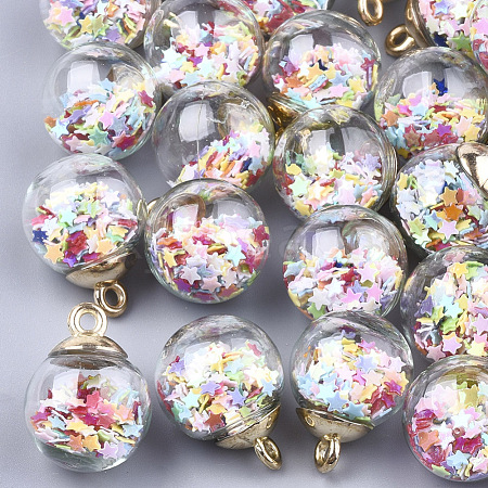 Glass Ball Pendants GLAA-T003-08F-1