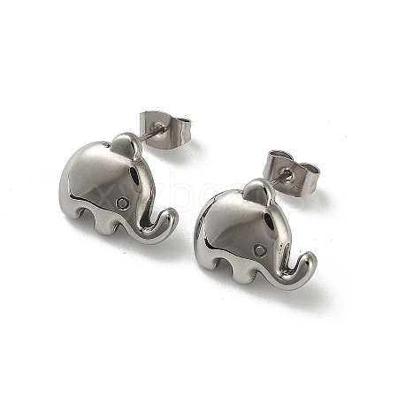 304 Stainless Steel Elephant Stud Earrings EJEW-F349-01P-1