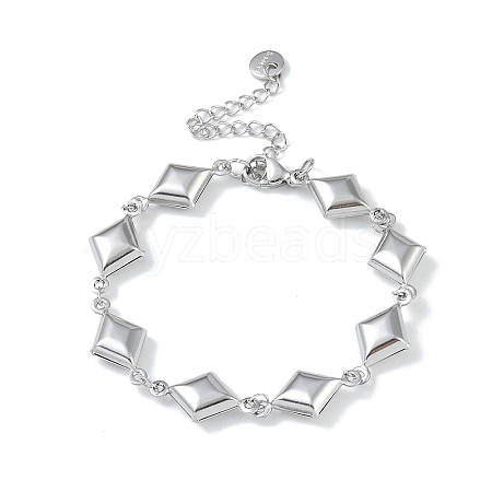 304 Stainless Steel Rhombus Link Chain Bracelets for Women BJEW-U002-01P-1