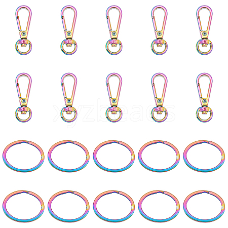   10Pcs Rainbow Color Alloy Swivel Clasps FIND-PH0006-66-1