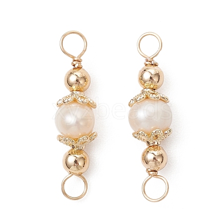 Natural Cultured Freshwater Pearl Potato Links Connector Charms PALLOY-JF04754-1