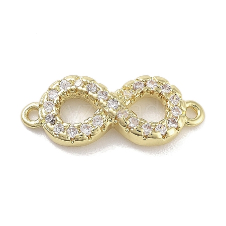 Brass Pave Clear Cubic Zirconia Infinity Connector Charms KK-M293-46G-1