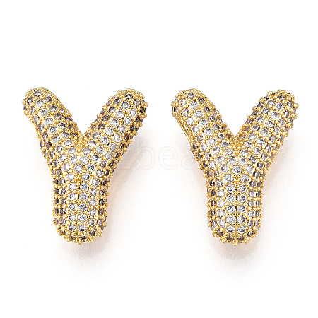 Brass Micro Pave Cubic Zirconia Pendants KK-N254-06G-Y-1