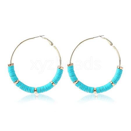 Bohemia Style Colorful Clay Beads Hoop Earrings JQ3310-11-1