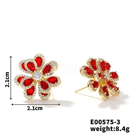 Copper & Zirconia Flower Petal Stud Earrings for Women ZY3251-3-1