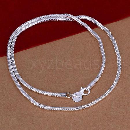 Simple Silver Color Plated Brass Snake Chain Necklaces For Men NJEW-BB12736-16-1
