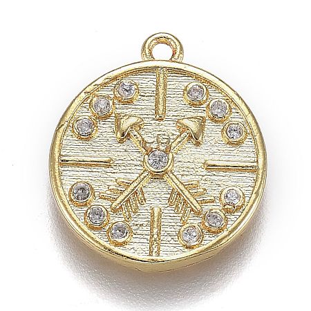 Brass Micro Pave Clear Cubic Zirconia Pendants ZIRC-Z003-01G-1