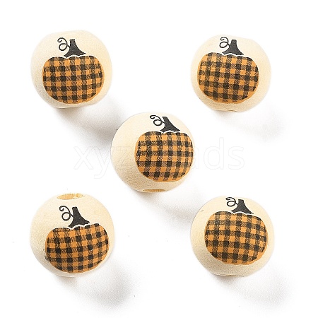 Halloween Printed Schima Wood European Beads WOOD-G023-07E-1