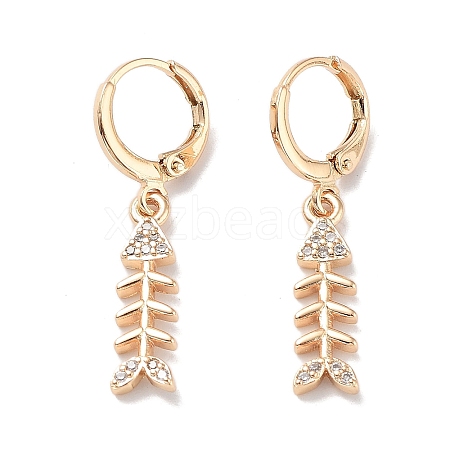 Real 18K Gold Plated Brass Dangle Leverback Earrings EJEW-L269-023G-1