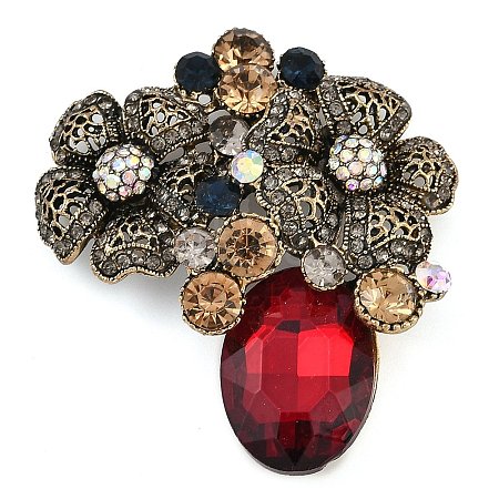 Zinc Alloy Colorful Rhinestone Brooch JEWB-U011-03AS-05-1