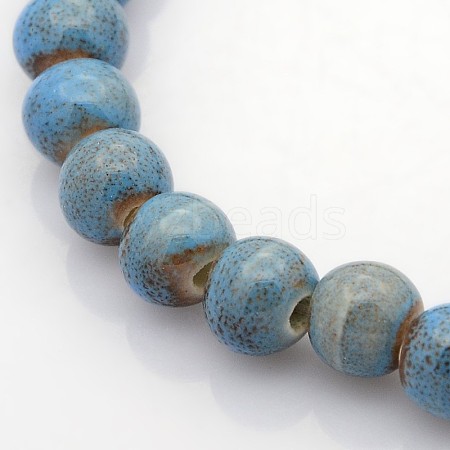 Handmade Fancy Antique Glazed Porcelain Ceramic Round Beads Strands PORC-L019-10mm-11-1