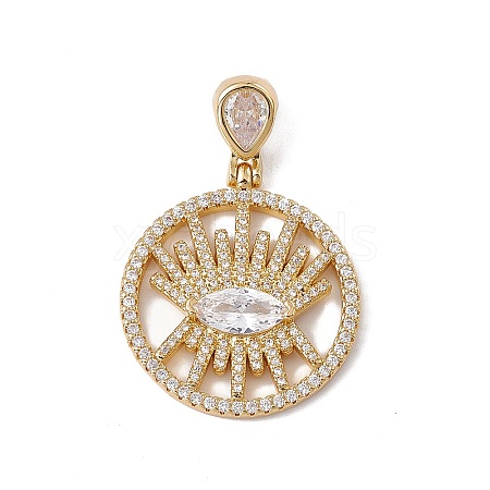 Brass Micro Pave Clear Cubic Zirconia Pendants KK-G439-04G-1