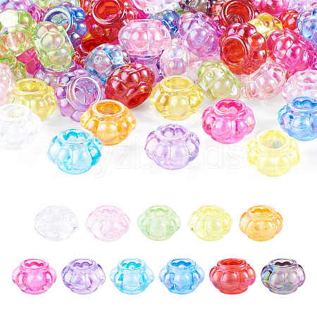100Pcs UV Plating Transparent Acrylic European Beads TACR-TA0001-93C-1