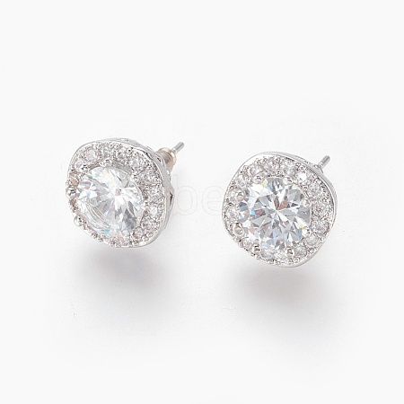 Cubic Zirconia Stud Earrings EJEW-P167-07P-1