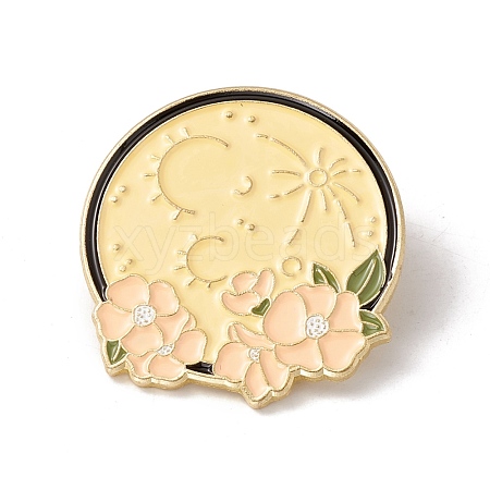 Moon with Flower Enamel Pin JEWB-H008-40G-1