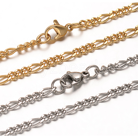 304 Stainless Steel Figaro Chains Necklaces NJEW-L398-03-1