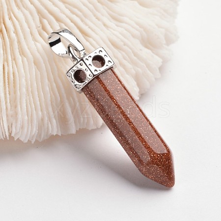 Bullet Brass Gemstone Pointed Pendants G-F218-10I-1