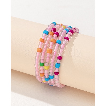 Bohemian Glass Beaded Stretch Bracelet Sets QN1212-4-1