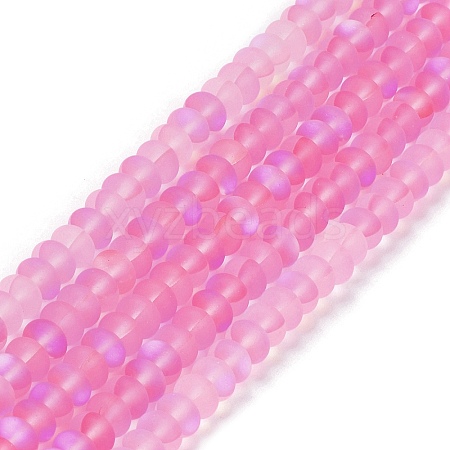 Frosted Transparent Glass Beads Strands FGLA-M002-01J-1