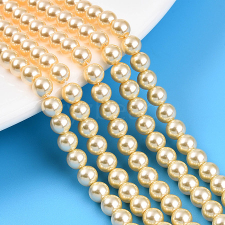 Baking Painted Pearlized Glass Pearl Bead Strands HY-N002-5mm-A09-1