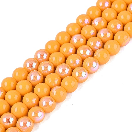 Electroplate Opaque Glass Beads Strands EGLA-Q132-6MM-01C-03-1