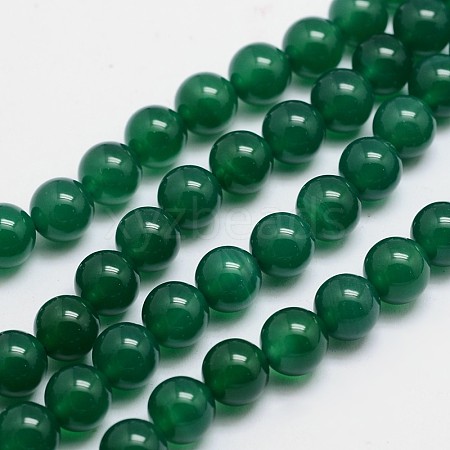 Round Natural Green Onyx Agate Bead Strands G-L419-82-1