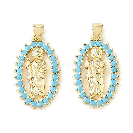 Brass Micro Pave Sky Blue Cubic Zirconia Pendants CU-CBA6938-11G-01-1