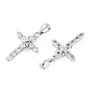 Rhodium Plated 925 Sterling Silver Micro Pave Clear Cubic Zirconia Pendants STER-T007-33P-2