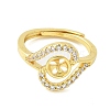 Heart Brass Micro Pave Cubic Zirconia Adjustable Ring Settings KK-K297-22G-2