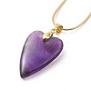Heart Natural Gemstone Pendant Necklaces NJEW-JN04092-5