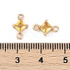 Brass Pave Glass Rhombus Links Connector Charms GLAA-Q088-001D-3