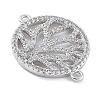 Rack Plating Brass Micro Pave Clear Cubic Zirconia Flat Round with Tree Connector Charms KK-A234-034P-2