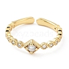 Rack Plating Brass Micro Pave Clear Cubic Zirconia Cuff Rings RJEW-C043-11G-2