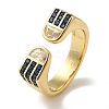 Arch Rack Plating Brass Micro Pave Cubic Zirconia Cuff Rings for Women RJEW-G323-09G-2