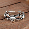 Brass Skull Spider Open Cuff Finger Ring SKUL-PW0002-042S-1-1