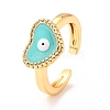 Heart with Evil Eye Cubic Zirconia Cuff Ring for Women RJEW-C004-21-RS-4