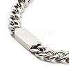 Non-Tarnish 304 Stainless Steel Rectangle Pendant Necklace with Curb Chains for Men Women NJEW-P229-18P-1