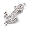 Rack Plating Brass Micro Pave Clear Cubic Zirconia Anchor Connector Charms KK-A234-052P-2