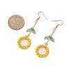 Sunflower Glass Beaded Dangle Earrings EJEW-TA00519-3