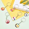 Olycraft 6Pcs 6 Style Glass Pendant Keychain KEYC-OC0001-23-5