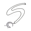 304 Stainless Steel Hollow Moon Cat Shaped Pendant Box Chain Necklaces NJEW-M010-06P-2